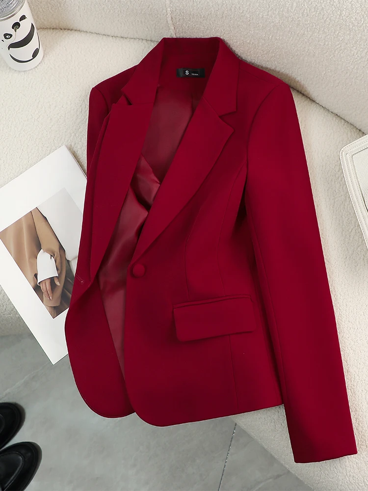 Women Formal Wear With Black Blazer - Frauen Blazer Damen Rot Grün Beige