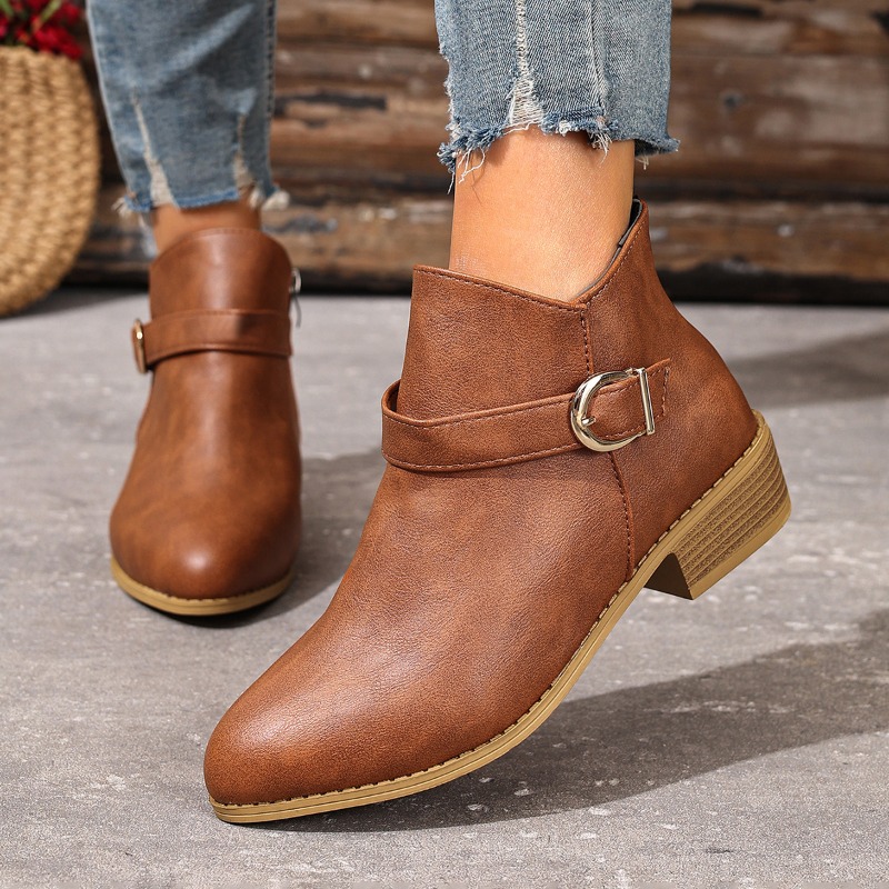 Women Formal Wear Sale - Damen Herbst-Winter Stiefeletten mit Seitenreißverschluss, Blockabsatz,