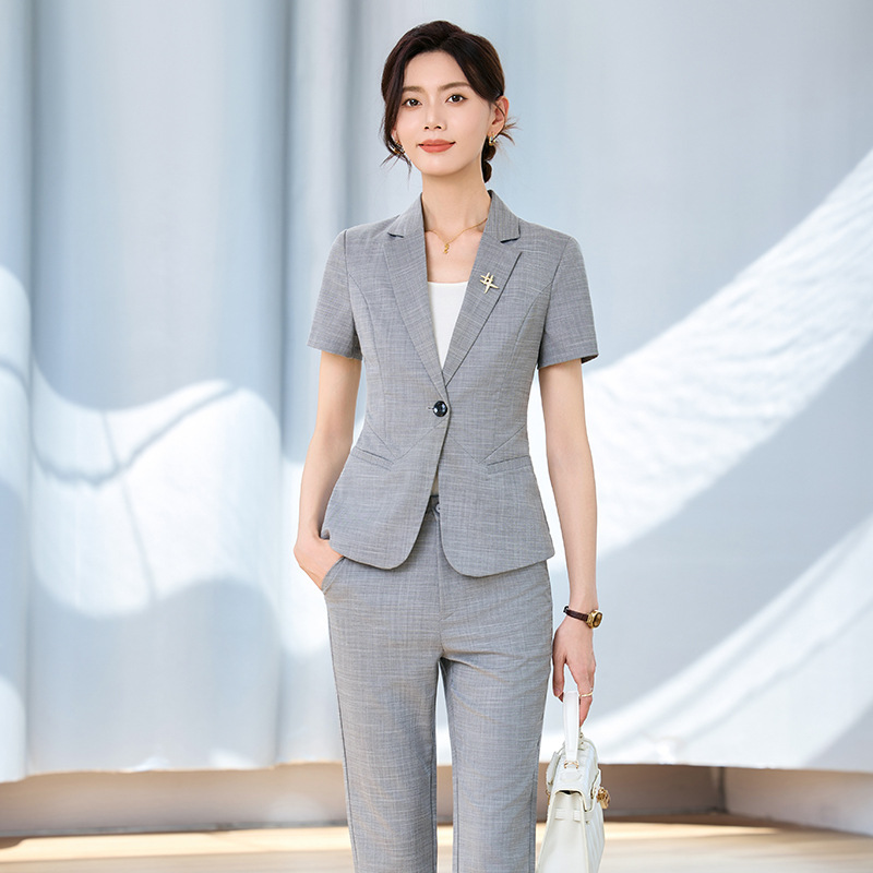 Women Formal Wear Interview - Damen-Kurzarm-Anzugset für Frühling und Sommer, professionelle