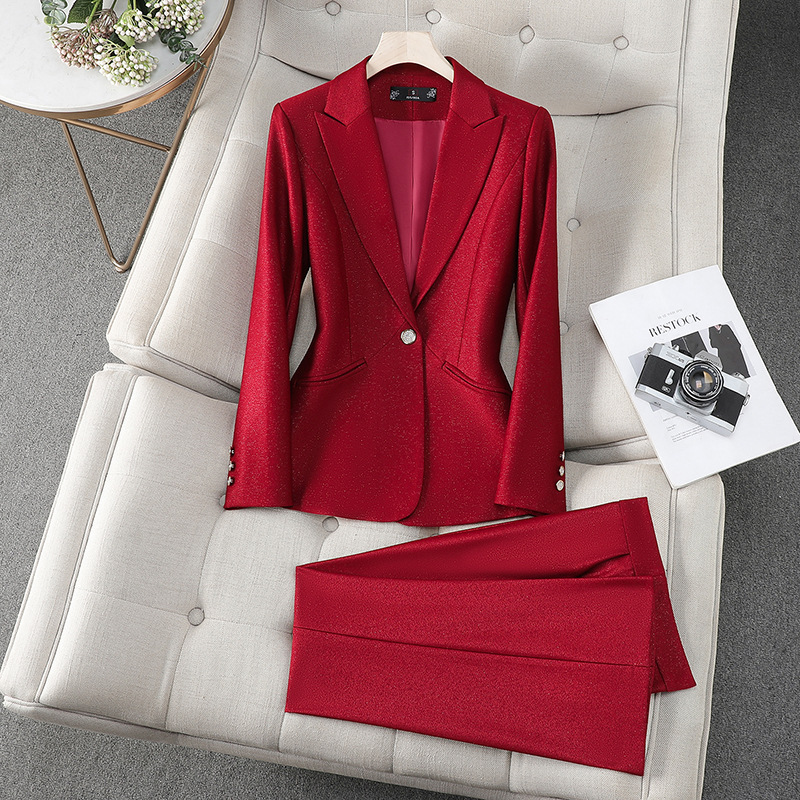 Women Formal Wear With Black Blazer - Büro-Damen-formeller Hosenanzug, 2-teiliges Set, Damen, Rosa,