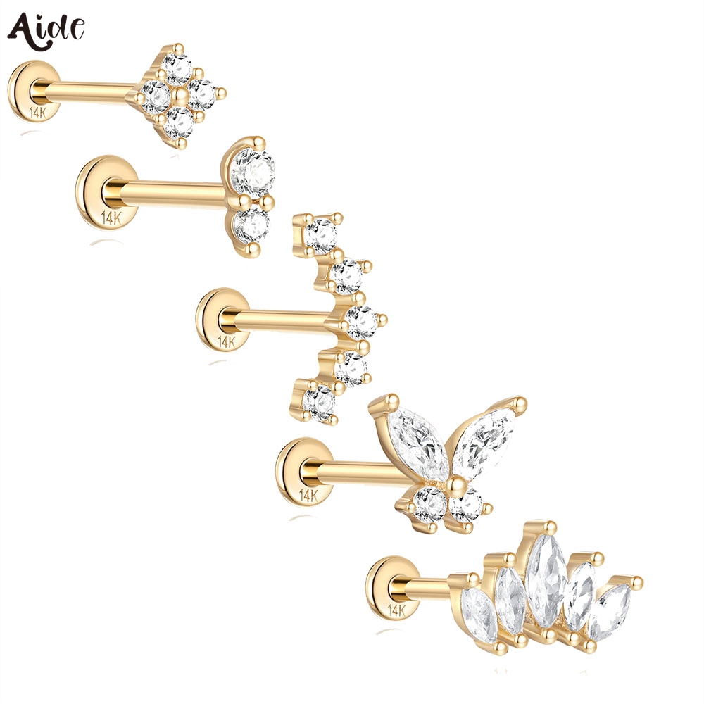 Pearl Earring Stud - Aide DIY Zirkon Perlenohrring 14k Massivgold