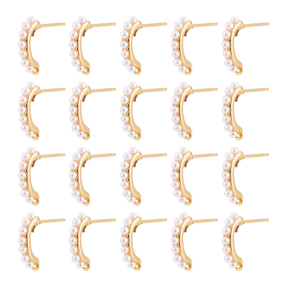 Pearl Earring Stud - 30 Stück Messing-Ohrstecker-Zubehör mit ABS-Kunststoff-Imitationsperlen für