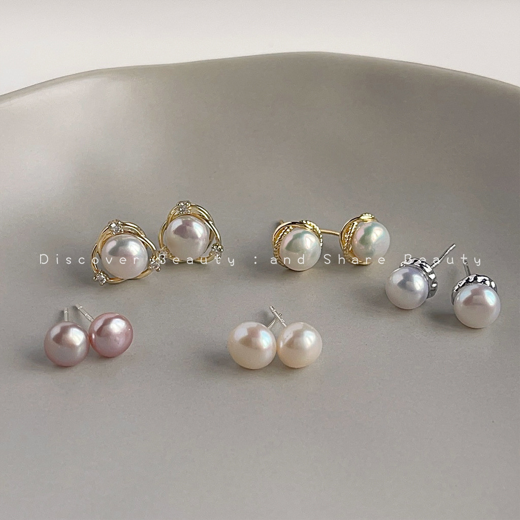 Pearl Earring Stud - DIY-Accessoires Persönliche kleine Süßwasserperlen-Ohrstecker für Damen,