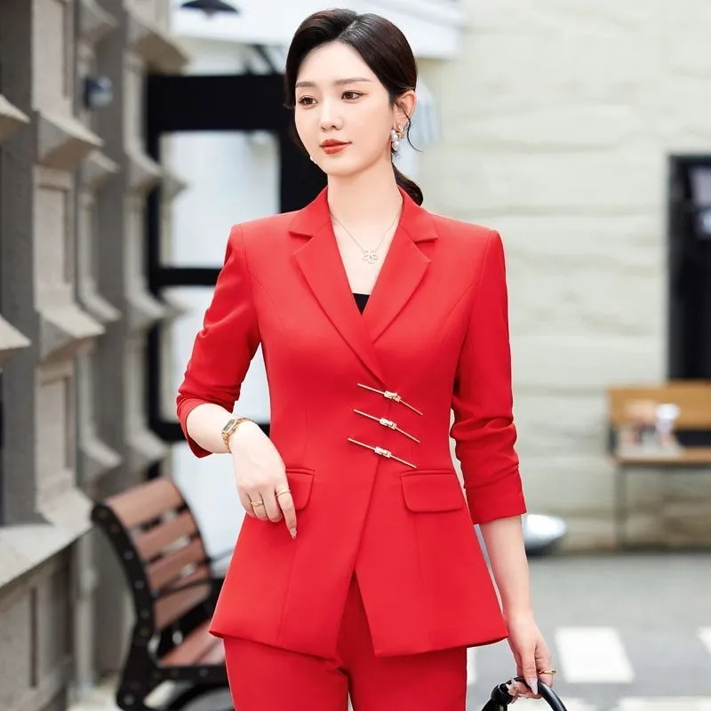 2025 mode Weiß Rot Schwarz Bla – Women Formal Wear With Black Blazer Bewertung und Preis