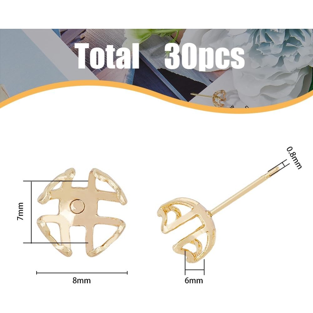 30 Stück Ohrring-Montage, 4-He – Pearl Earring Stud Bewertung und Preis
