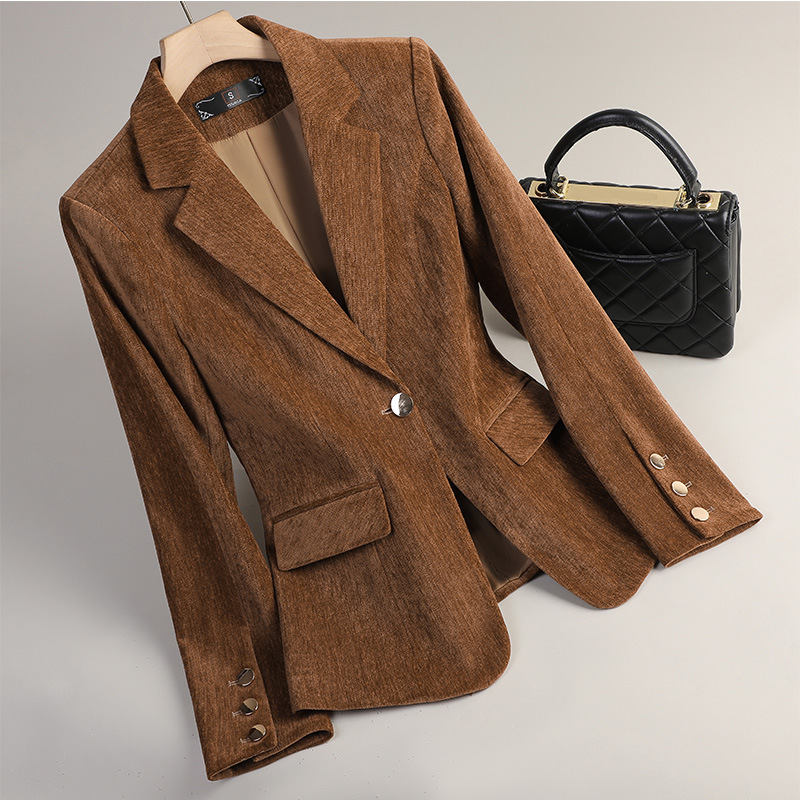 Gelbgoldener Samt-Blazer für D – Women Formal Wear Office Bewertung und Preis