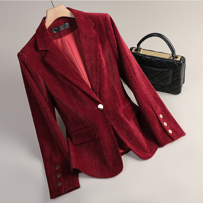 Gelbgoldener Samt-Blazer für D – Women Formal Wear Office Bewertung und Preis