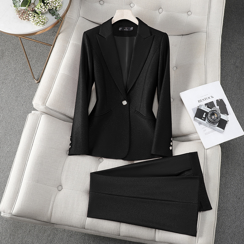 Büro-Damen-formeller Hosenanzu – Women Formal Wear With Black Blazer Bewertung und Preis