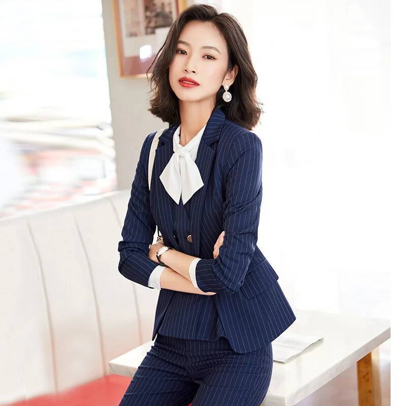 Mode Gestreifte Formale Anzüge – Women Formal Wear Interview Bewertung und Preis