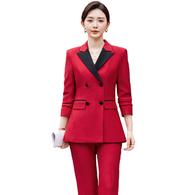 2024 elegante rote schwarze Fr – Women Formal Wear With Black Blazer Bewertung und Preis